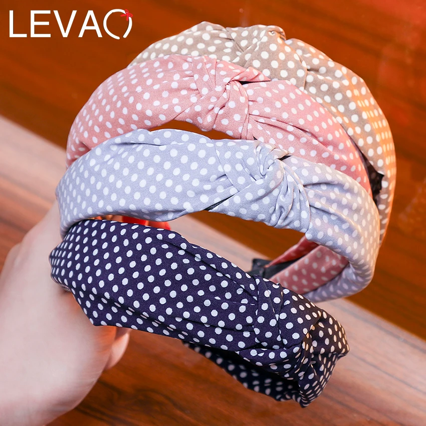 

Levao Korea Women Top Knot Hairband Print Dot Striped Plaid Headband Hairbands Hair Holder Turban Fashion Hair Accessories