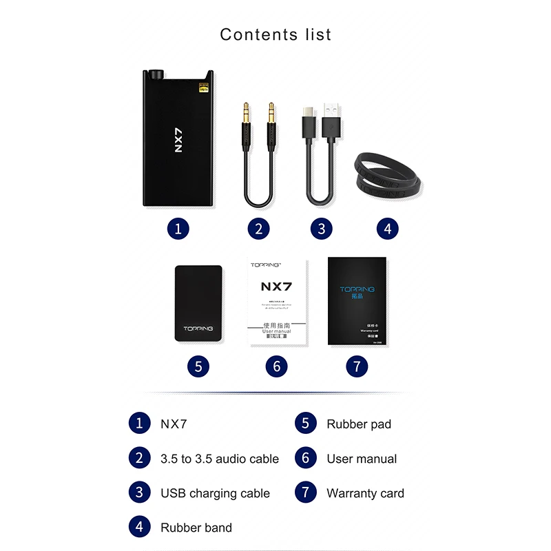 TOPPING NX7 Portable NFCA Headphone Amplifier 1400mW Output Power 3.5mm 4.4mm Port 20H Battery Life