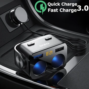 

QC3.0 Dual USB Car Charger For Mobile Phone 2 Ways Auto Socket Splitter Charger DC 12-24V 90W Fast Charging Car Kit