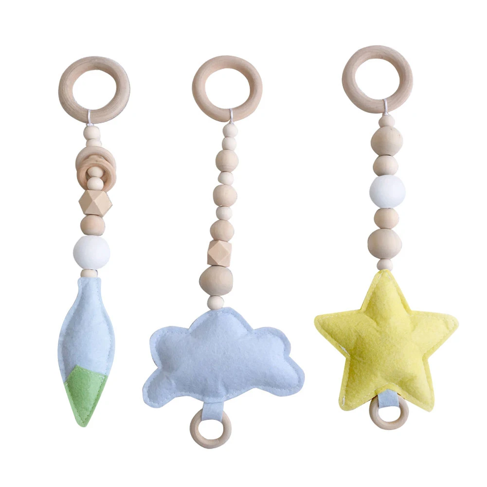 3 шт Звезда облако деревянные бусы в виде настенный кулон Детские украшения для спальни ncie - Цвет: Белый
