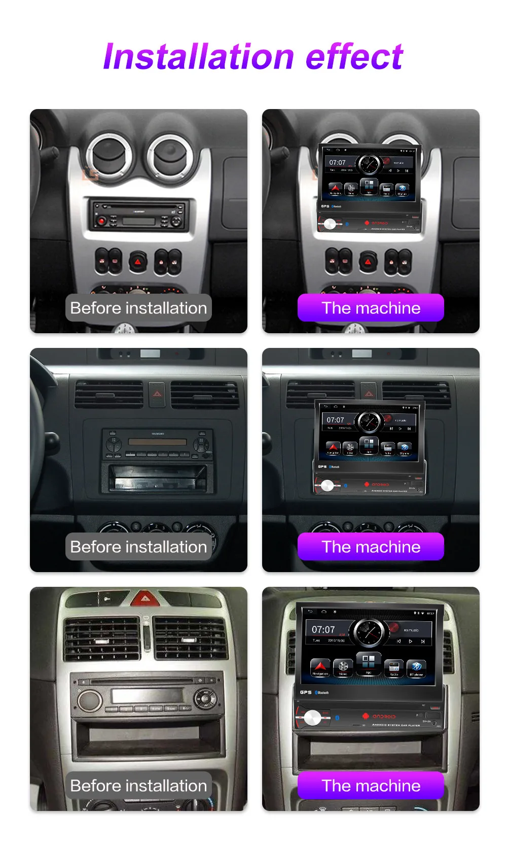1 Din Android 9.0 Car Radio 1din GPS WIFI 8