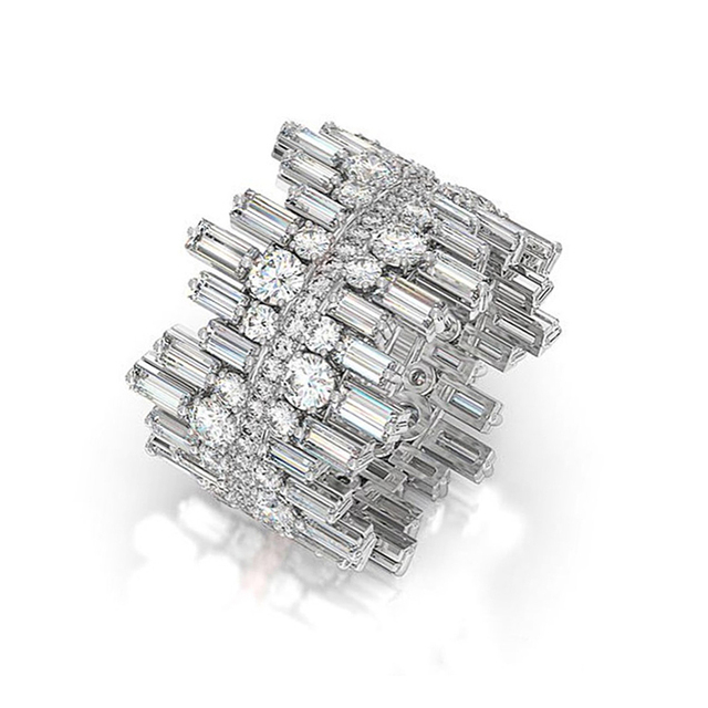 Irregular Finger Rings for Women Micro Paved Round Square Cubic Zirconia Crystal Elegant Wedding Ring Trendy Jewelry