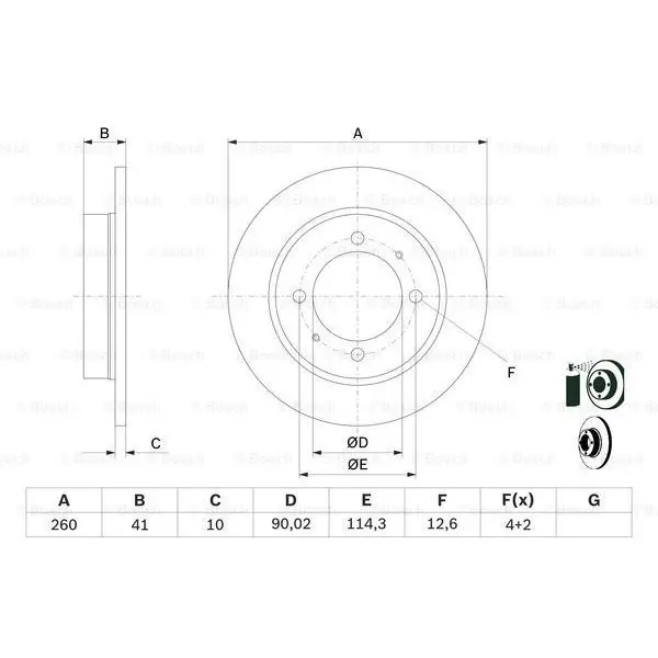 Диск тормозной задний Mitsubishi Carisma 1.6-1.9D 95 BOSCH 0 986