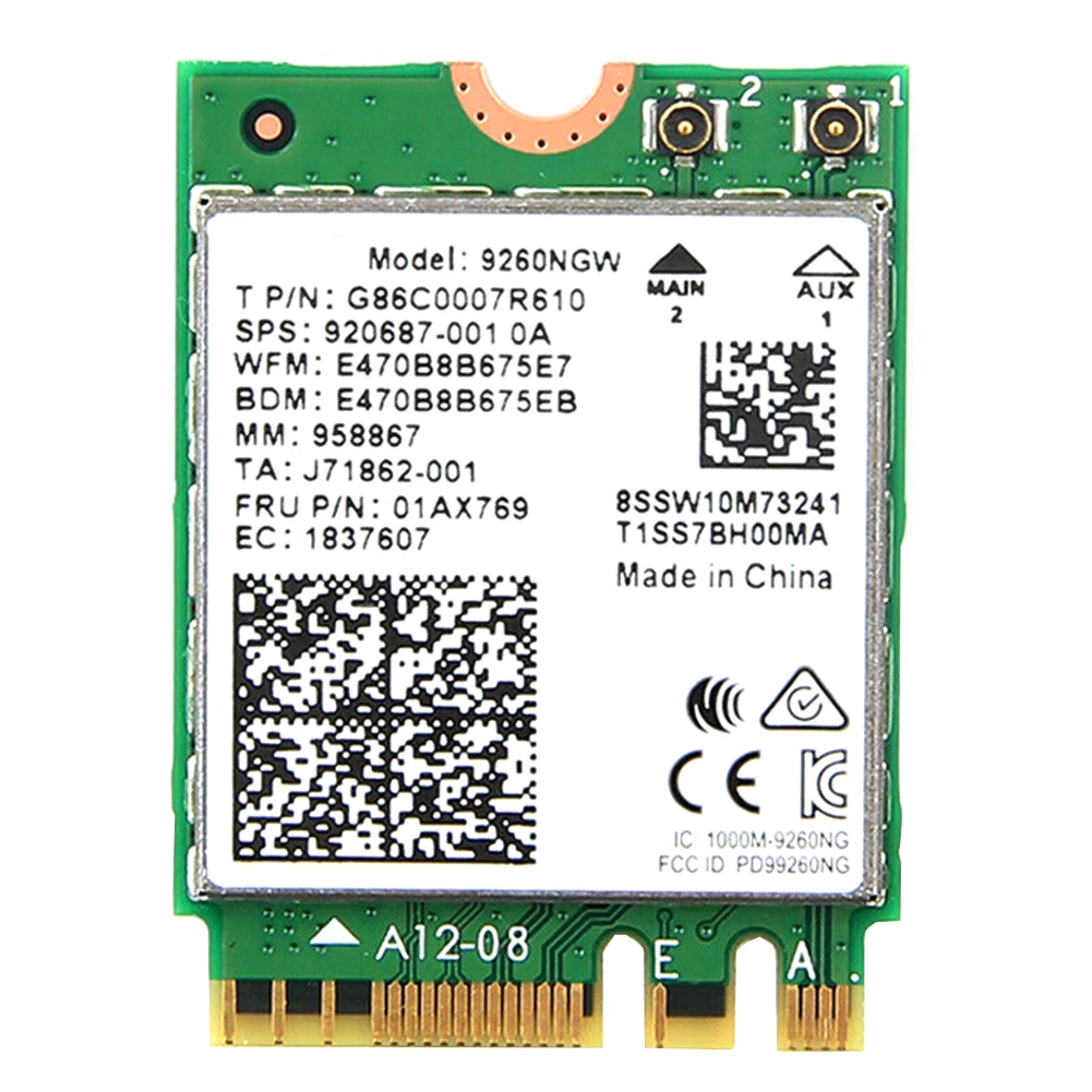 9260NGW Bluetooth 5,0 портативный с низкой задержкой маленькая сеть двухдиапазонный высокоскоростной 1,73 Гбит/с адаптер беспроводная карта Wi-Fi для ноутбука