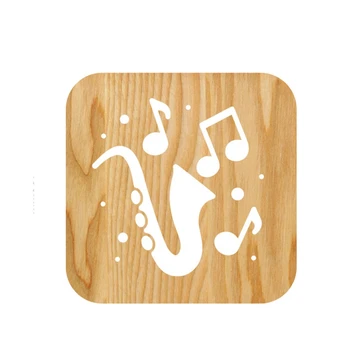 

3D Sax Wooden Desk Lamp LED Wooden Lamp USB Operation Warm Color Birthday Gift Bedroom Decoration