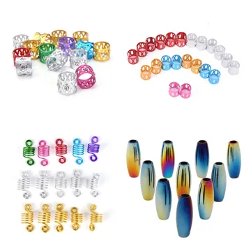 

10Pcs/Set Braid Cuffs Hair Rings DIY Hair Braid Dreadlock Dread Beads Pins Rings Tube Cuff Clips Jewelry Hair Rings 4 Style