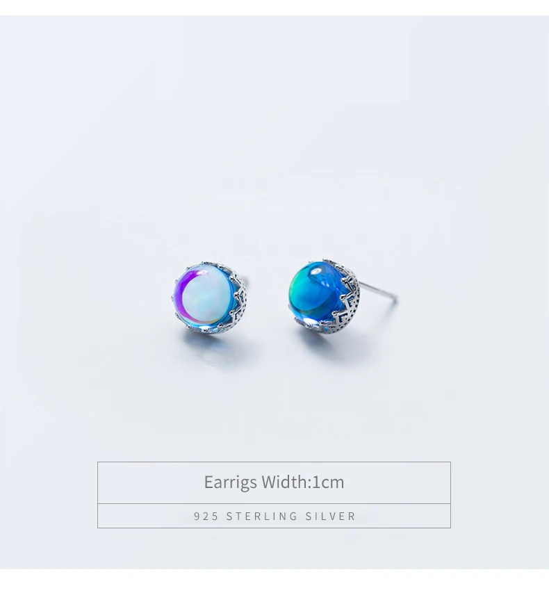 Modian Luxury Charm Blue Opal Crown Stud Earrings Fashion Elegant 925 Sterling Silver Crystal Jewelry For Women S925 Female Gift