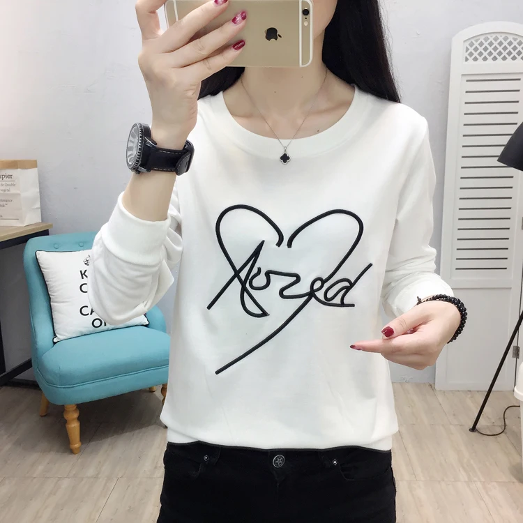 Poleras Mujer De Moda женская футболка с буквенным принтом, розовые женские топы, черная футболка с длинным рукавом и вышивкой, женская одежда размера плюс