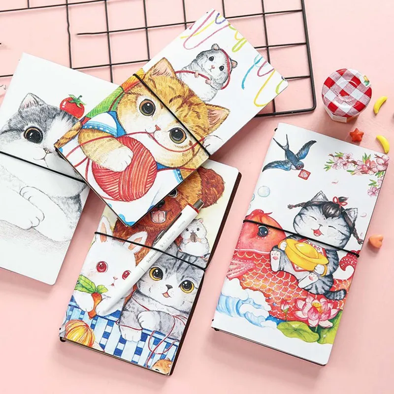 

1 Pcs Creative Planner Notebook Cat Travel Journal Diary Book Exercise Composition Binding Note Notepad Gift Stationery