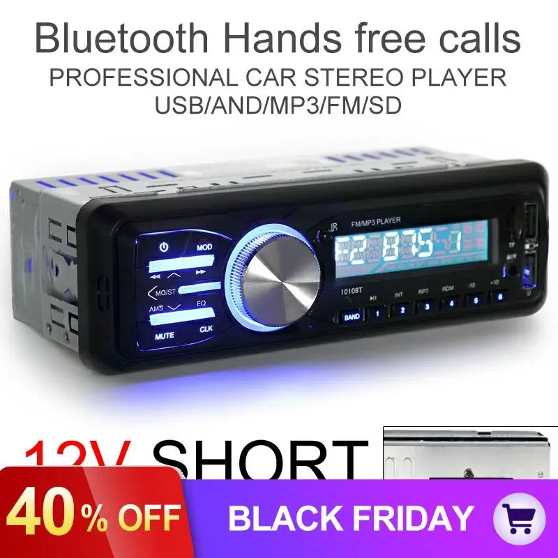 12 В Bluetooth Авто стерео радио автомобиль MP3 плеер Поддержка громкой связи FM Aux вход SD карта USB+ пульт дистанционного управления