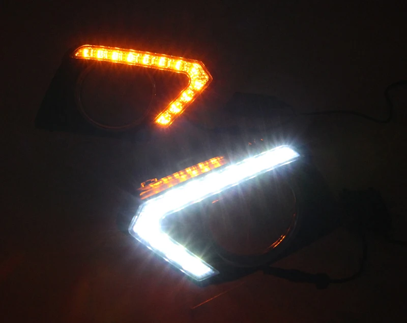 2 шт. для Nissan X-TRAIL Rogue- Светодиодный дневной ходовой светильник DRL Автомобильная противотуманная фара 6000K белый светильник желтый светильник