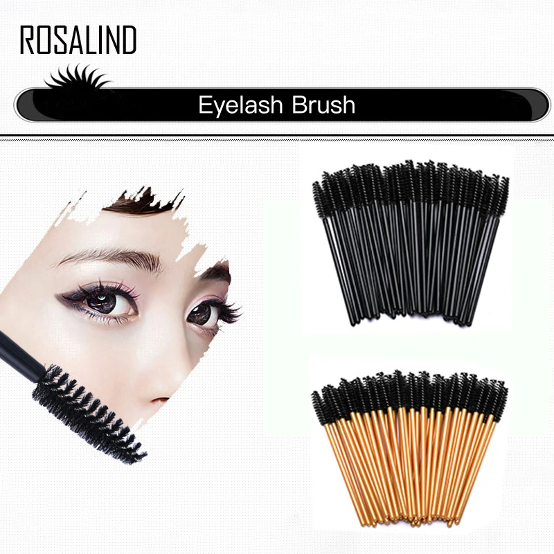 

ROSALIND Eyelash Brushes 50PCS Disposable Mascara Applicator Brush Eyelashes Makeup Extension Cosmetic Tools Comb Mascara Wands