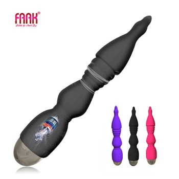 FAAK Silicone Anal Beads Vibrator Powerful Ribbed Clit Masturbate Vagina Stimulate Sex Toys For Women Men Body Prostate Massage