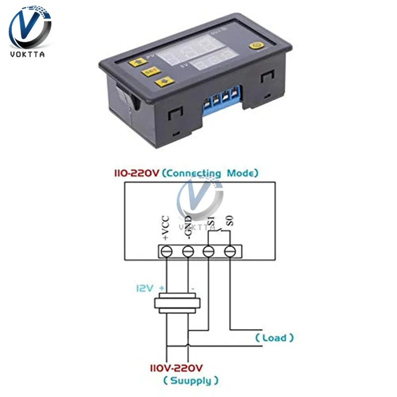 AC 110V 220V Cycle Timing Delay Relay Switch Dual Digital LED Display Cycle Timer Control Switch Module Adjustable Timing Relay