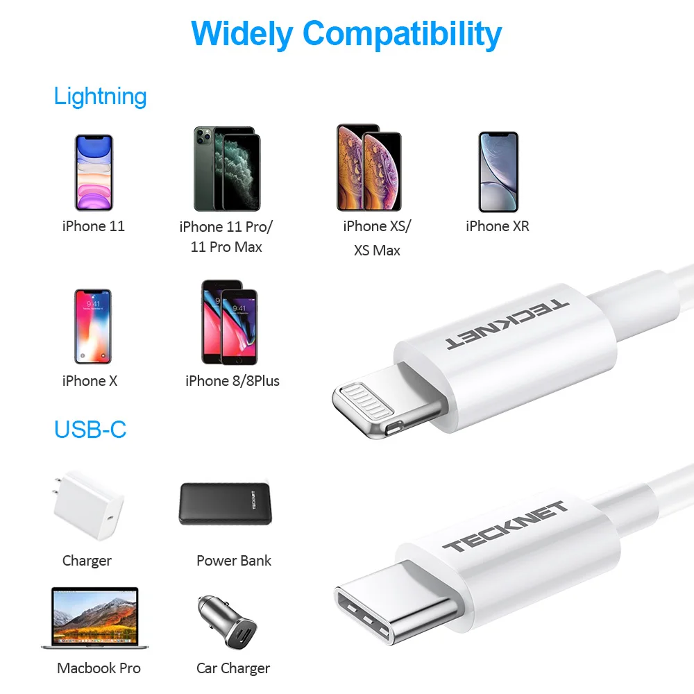 TeckNet MFI USB-C type C к Lightning Кабель для iPhone 11 Pro XS MAX X 8 9 XR PD быстрый USB C зарядное устройство кабель для передачи данных для Macbook