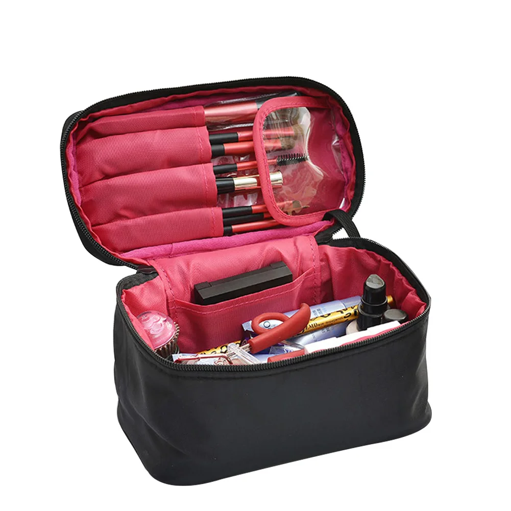 

Multifunctional Organizer Waterproof Travel Cosmetics Case Nylon Portable Zipper Closure Makeup Bag Large Capacity