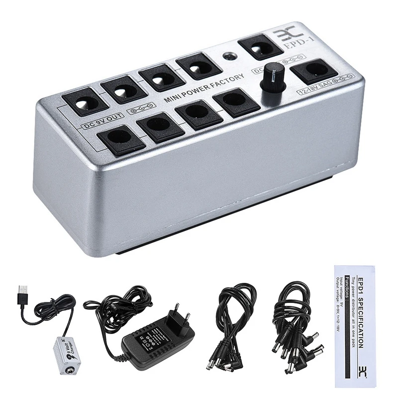 

ENO New Guitar Effect Pedal Power Supply with USB BoosterStation Distributor 9 Isolated DC Outputs for 9V 12-18V Guitar Pedal,EU