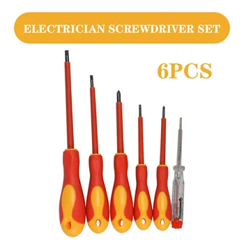 

6pcs/set Practical Electricians Screwdriver Set Electrical Insulated Kit Hand Tools Top Quality