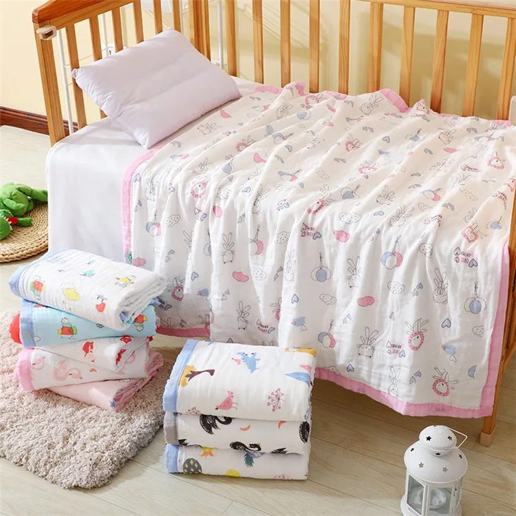 Camadas de Algodão Grosso Musselina Cobertor Swaddle Bebê Verão Capa Carrinho Banho Toalha Multi Uso Recebendo 6 22 High Quality Mamãe e Bebê