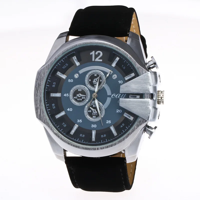 

Large Dial European And American-Style Men's Watches Imitation Mechanical-Style Large Dial Embossed Leather Quartz Watch