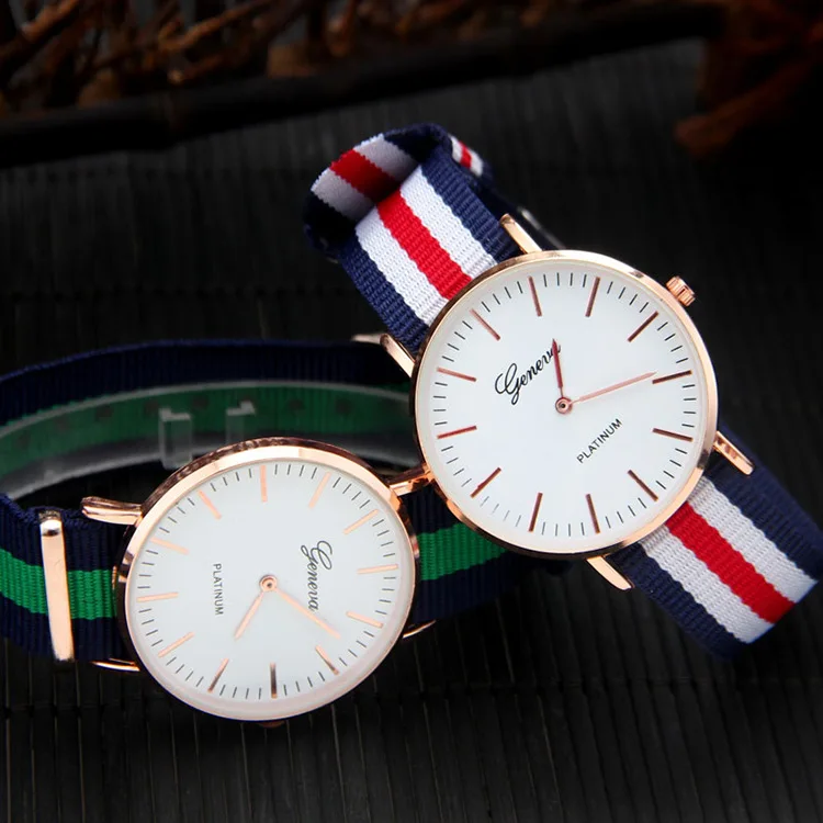 

Fashion Women's Watch Luxury Nylon Canvas Band Analog Quartz WristWatch Golden Ladies Watch Women Dress Reloj Mujer Black Clock