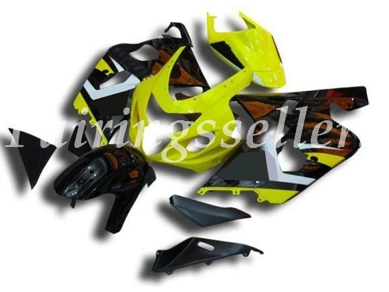 Yellow black Литье под давлением ABS мотоцикл обтекатели комплект подходит для Suzuki GSXR 600-750 K4 2004 2005 04 05 Обтекатели красное пламя - Цвет: Yellow black