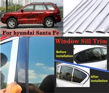 

Puou high-quality Car Full Window Pillar Trim Cover Stainless Steel Chrome Decoration For hyundai Santa Fe 2015 Car Styling