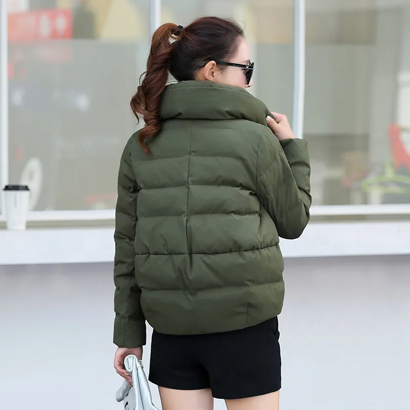 

2018 Fold-down Collar Short-Style Elegant Zipper Loose-Fit WOMEN'S Dress Short Cotton-padded Clothes Korean-style Fashion Small