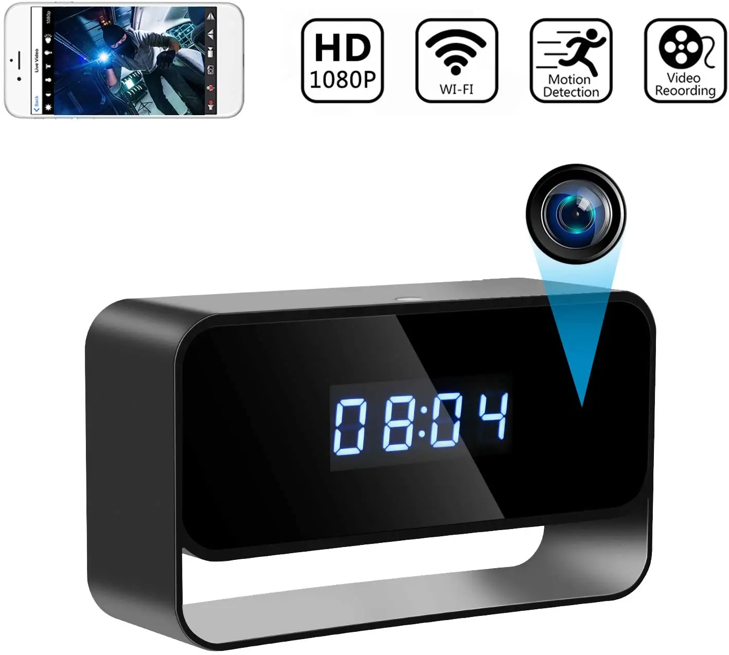 Mini Relógio de Câmera sem Fio Relógios Câmeras hd wi fi Vigilância Secreta Segurança Cam Visão Noturna 12 24 Horas Alerta Detecção 1080p