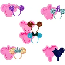 Cabeça do mouse tem arco-em forma de chaveiro molde de silicone que pode ser usado para fazer bolo de chocolate fudge bakeware de silicone