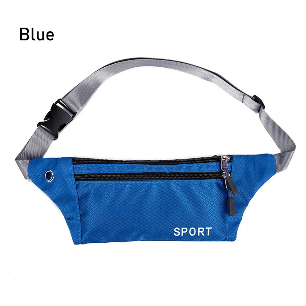 Blue 1PC Unisex 10 Colors Waterproof Nylon Sports Waistbag Chest Shoulder Bags Belt Bum Pouch Running Bag Hiking Zip Bag Outdoor Pack - Цвет: Blue