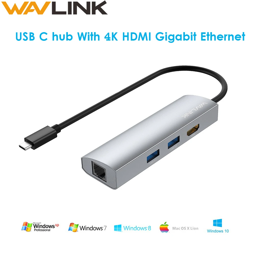 

USB C HUB Type C hub to HDMI RJ45 Gigabit Ethernet Dock 4K@60HZ Multi USB 3.0 for For MacBook Pro Laptop USB Splitter Wavlink