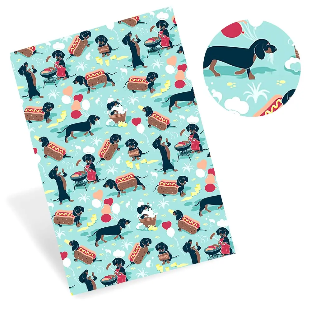 

AHB 22*30cm 1pc Faux Leather Sheets Cartoon Dogs Printed Synthetic Leather Fabric Handmade Hair Bow Material DIY Crafts Supplies