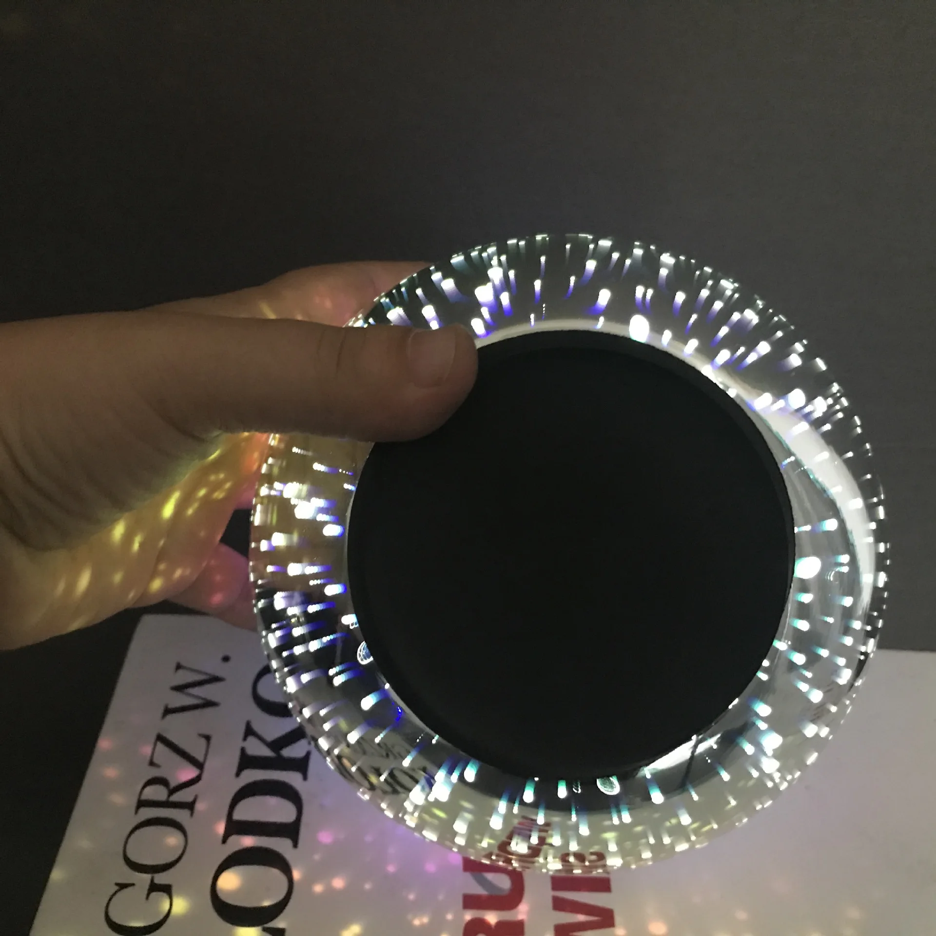 Modern Silver Moon Star Table Decoration Lamp Bedroom Living Room Glass Cover Magic Crystal Battery Ball Lamp