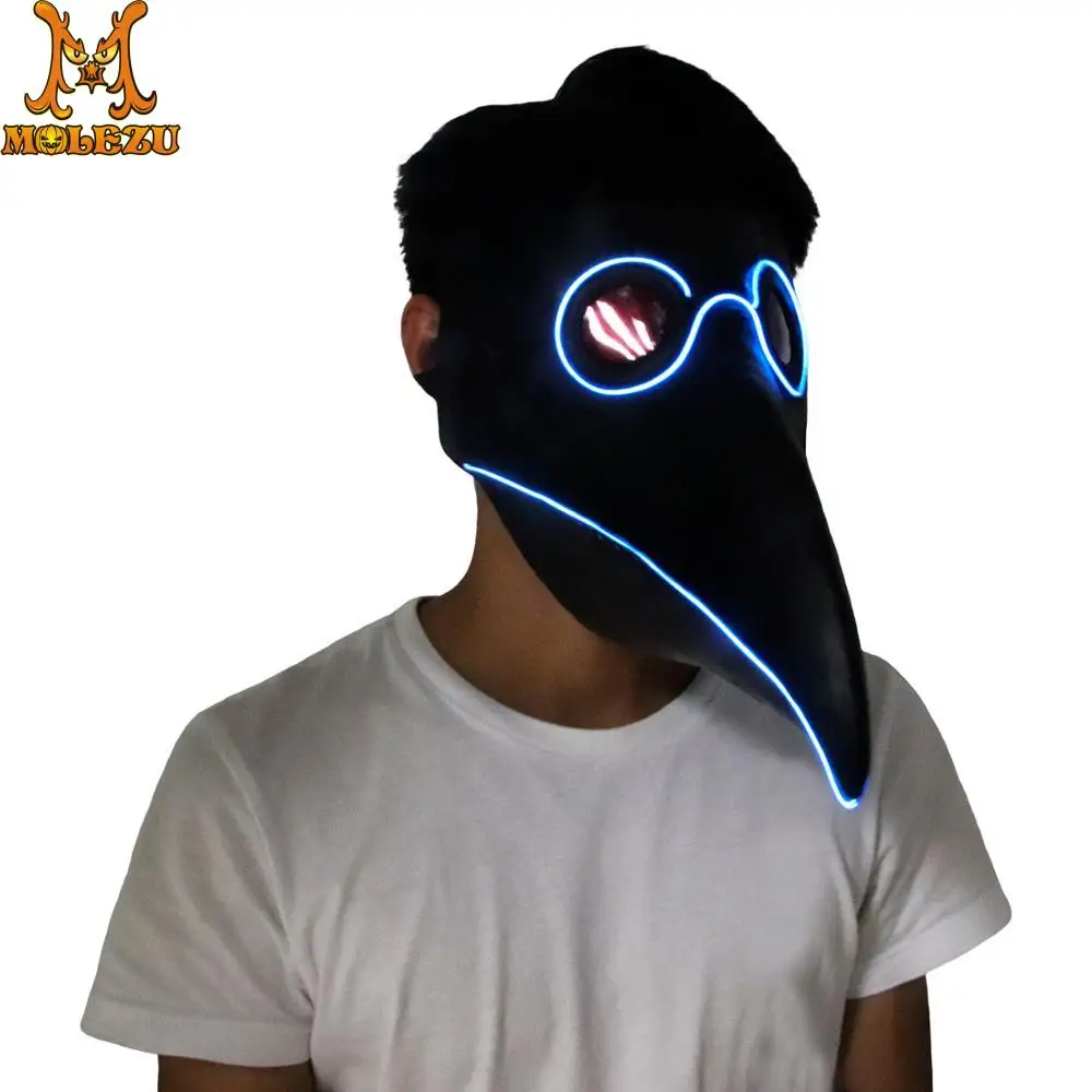 Molezu Хэллоуин СВЕТОДИОДНЫЙ маска Чумного доктора на костюм вечерние латекс