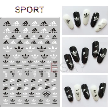 

3D Nail Art Decals Black White Stickers For Manicure Brand Nail Sticker Self-adhesive DIY Decals Gold Nail Art Stickers Decal