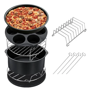 

7Pcs 8 Inch Air Fryer Accessories Set Chips Baking Pizza Pan Kitchen Tool 5.2~5.8Qt