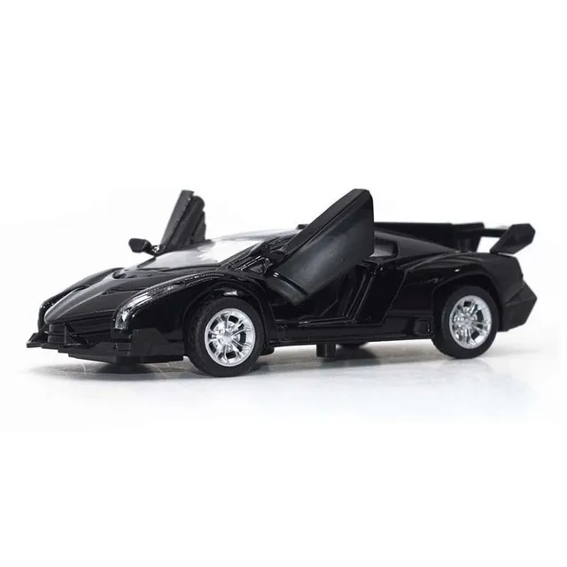 1.32 Poison Sports-car Model Car Diecast Metal Alloy Simulation Pull Back Vehicles Cars Lights Toys For Kids Gifts For Lovely black