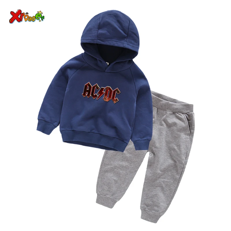 Комплект одежды для детей, детские комплекты ACDC детские толстовки с капюшоном из хлопка ACDC Одежда для мальчиков спортивный костюм 6 лет, детская одежда из хлопка для мальчиков и девочек