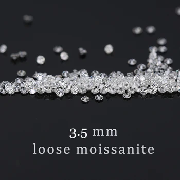 

5pcs 0.2ct Moissanite Round Brilliant cut loose beads 3.5mm FG color Gems Stone material Total 1 carat