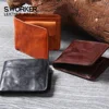 S.WORKER Vintage Men's Classic Genuine Leather Wallet Credit Cards Holder Pocket Purse Cowhide Leather Retro Style Handmade 1