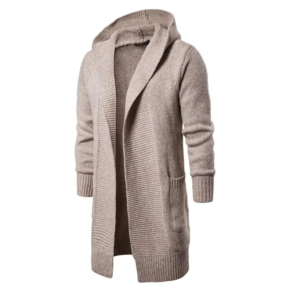 

Hot Sale Casual Hooded Jacket Sweaters Long Sleeve Knitted Cardigan Sweater Men's Solid Sweaters Slim Fit Outwear Drop Shipping