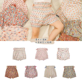 

Girls flower bud shorts 2020 summer new loose floral pants baby thin casual pants