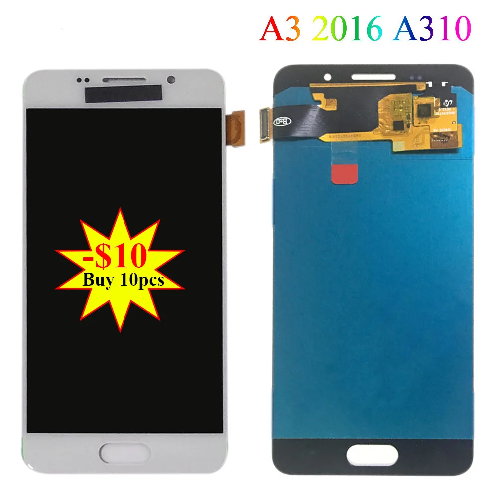 4 7 ''Супер AMOLED для Samsung Galaxy A3 2016 A310 A310F A3100 ЖК-дисплей сенсорный цифровой