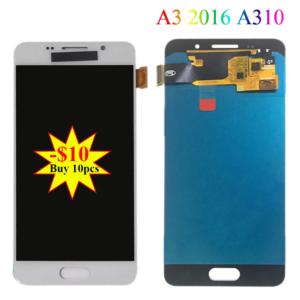 

4.7'' SUPER AMOLED For SAMSUNG Galaxy A3 2016 A310 A310F A3100 LCD Display Touch Screen LCD Digitizer Assembly Replacement Parts