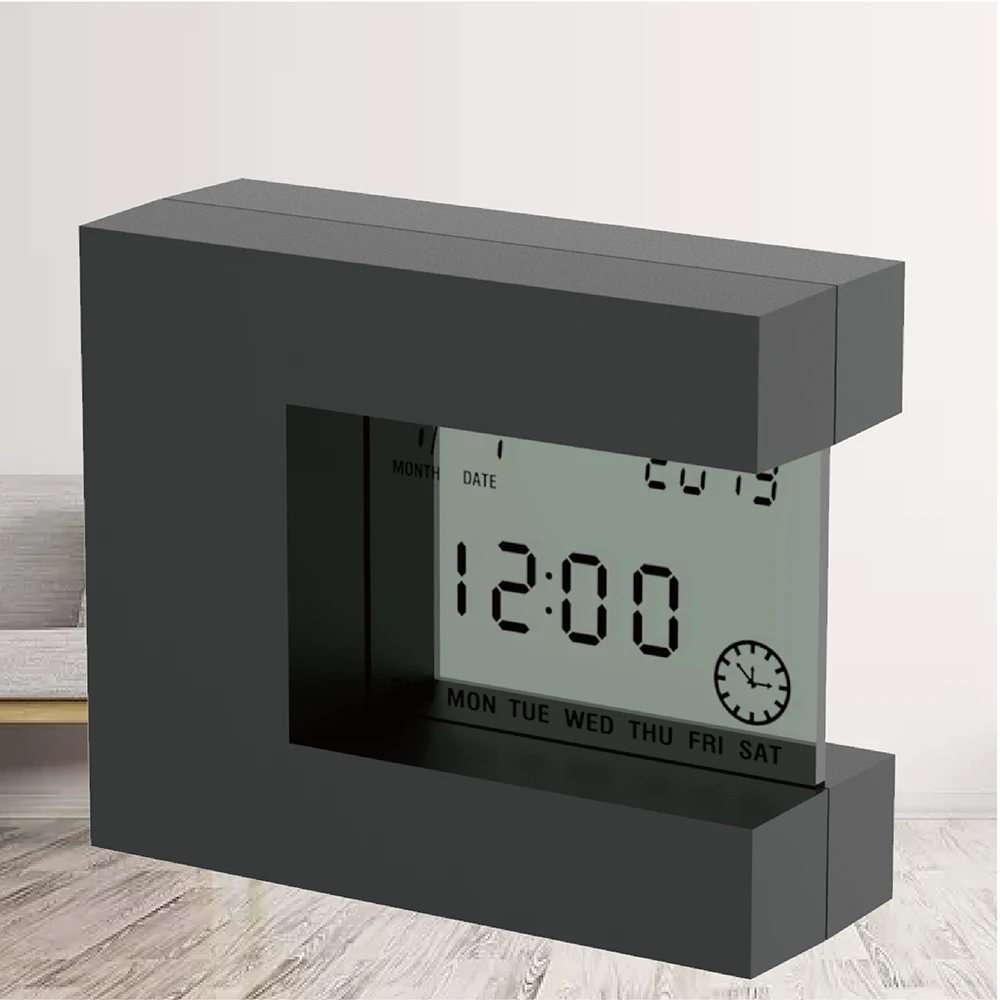 

Alarm Clock Digital for Home Office Desk Table Watch LCD Modern with Calendar Date Countdown Timer Thermometer Battery