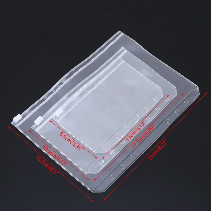 

1pc File Organizer Storage Folder Standard Transparent PVC Loose Leaf Pouch with Self-Styled Zipper Filing Binder Document