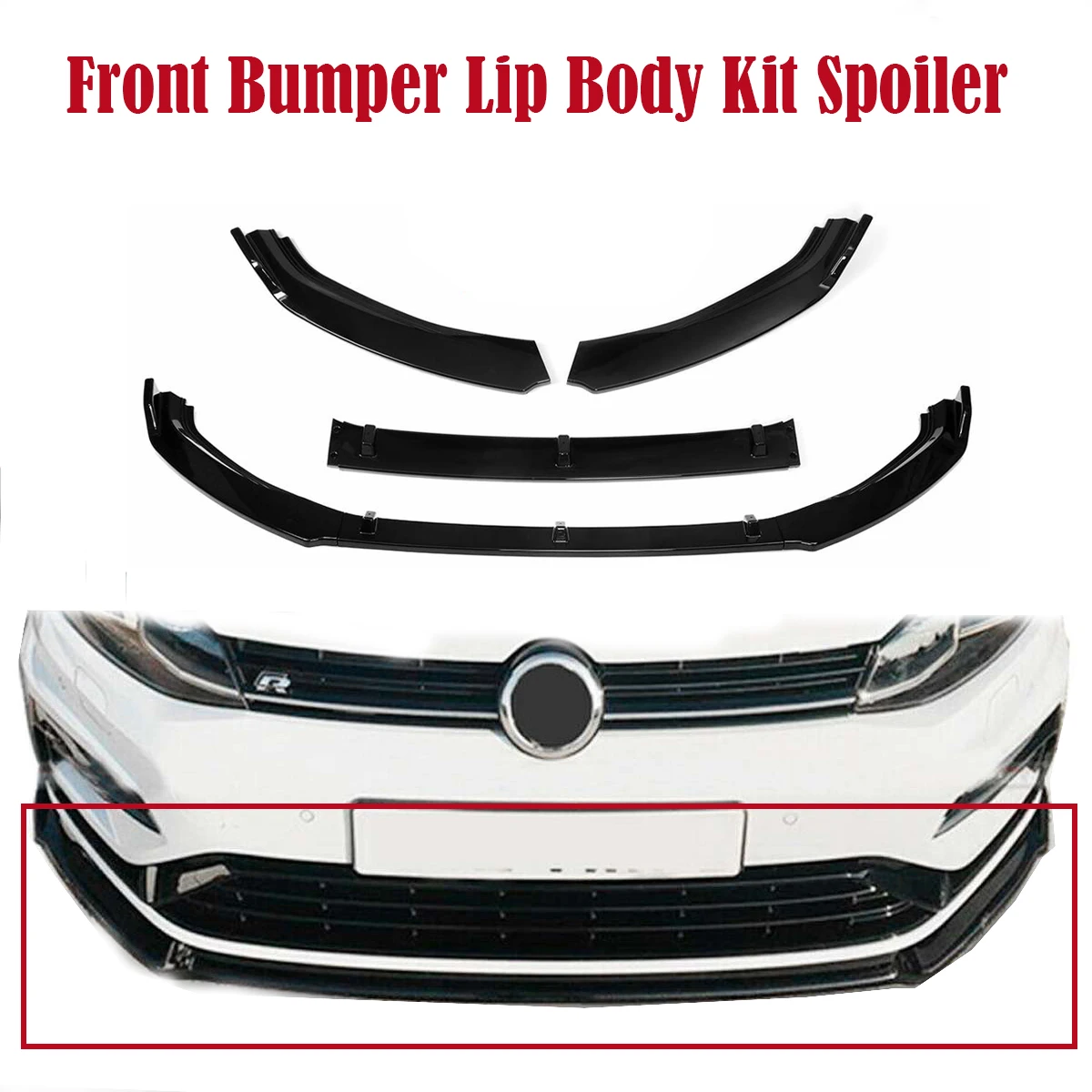 3PCS Car Front Bumper Splitter Lip Spoiler Diffuser Guard Body Kit For