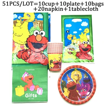 

Sesame Street Party Supplies Kids Birthday Decor Disposable Tableware Set Paper Plates Cup Napkin Baby Shower Birthday Gift Bags