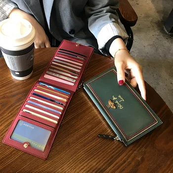 

11 card slot card bag female compact ultra-thin large capacity high-end multi-card slot multi-function long wallet new fashion